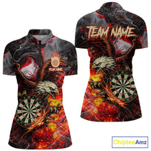 Load image into Gallery viewer, Red Smokes Flaming Eagle Dartboard Custom Women Darts Quarter-Zip League Shirts Fire Dart Jerseys NYN2252