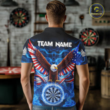 Load image into Gallery viewer, Blue Flames US Flag Eagle Freedom Darts Polo Shirt Personalized Patriotic Men Dart Team Jerseys NYN2538