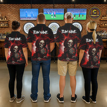 Load image into Gallery viewer, Black &amp; Red Grunge Light Caro Skeleton Women Darts Polo Shirt Custom Funny Dart Team Jerseys NYN2539