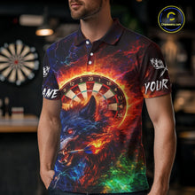 Load image into Gallery viewer, Colorful Lightning Funny Wolf Flame Dartboard Men Darts Polo Shirt Custom Outfits Dart Jerseys NYN2540