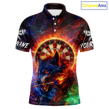 Load image into Gallery viewer, Colorful Lightning Funny Wolf Flame Dartboard Men Darts Polo Shirt Custom Outfits Dart Jerseys NYN2540