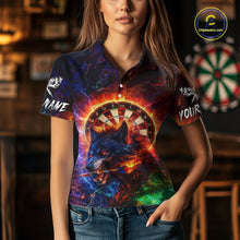 Load image into Gallery viewer, Colorful Lightning Funny Wolf Flame Dartboard Women Darts Polo Shirt Custom Outfits Dart Jerseys NYN2540