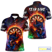 Load image into Gallery viewer, Colorful Lightning Funny Wolf Flame Dartboard Men Darts Polo Shirt Custom Outfits Dart Jerseys NYN2540