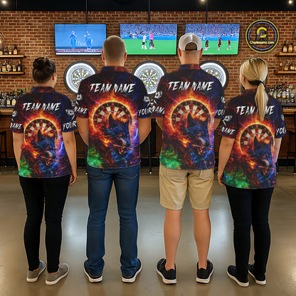 Colorful Lightning Funny Wolf Flame Dartboard Men Darts Polo Shirt Custom Outfits Dart Jerseys NYN2540