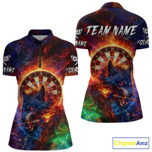 Load image into Gallery viewer, Colorful Lightning Funny Wolf Flame Dartboard Women Darts 1/4-Zip Shirt Custom Outfits Dart Jerseys NYN2540