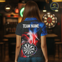 Load image into Gallery viewer, Smoke US Flag Colorful Heart Dartboard Women Darts Valentine Shirt Custom Dart Polo Couple Gifts NYN2544