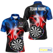 Load image into Gallery viewer, Smoke US Flag Colorful Heart Dartboard Men Darts Valentine Shirt Custom Dart Polo Couple Gifts NYN2544
