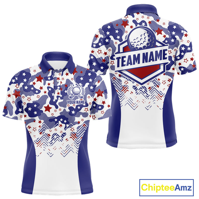 Mens Golf Polo Shirt Camouflage US Flag Custom Patriotic Golf Team Shirts For Men, Golf Gifts NYN2916