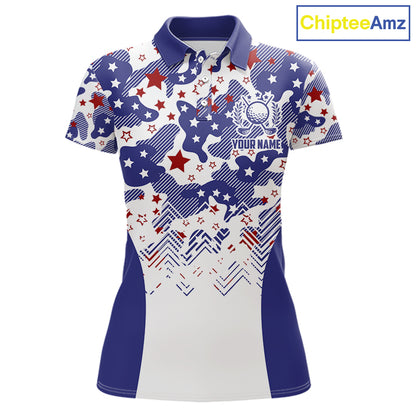 Womens Golf Polo Shirt Camouflage US Flag Custom Patriotic Golf Team Shirts For Women, Golf Gifts NYN2916