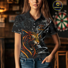 Load image into Gallery viewer, Custom Women's Dart Team Shirt - Fierce Tiger &amp; Dartboard - Personalized Name &amp; Team NYN0334