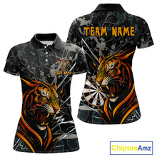 Load image into Gallery viewer, Custom Women's Dart Team Shirt - Fierce Tiger &amp; Dartboard - Personalized Name &amp; Team NYN0334