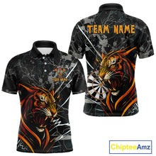 Load image into Gallery viewer, Custom Men&#39;s Dart Team Shirt - Fierce Tiger &amp; Dartboard - Personalized Name &amp; Team NYN0334