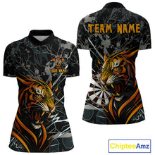 Load image into Gallery viewer, Custom Women's Dart Team Shirt - Fierce Tiger &amp; Dartboard - Personalized Name &amp; Team NYN0334