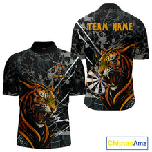 Load image into Gallery viewer, Custom Men&#39;s Dart Team Shirt - Fierce Tiger &amp; Dartboard - Personalized Name &amp; Team NYN0334