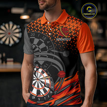 Load image into Gallery viewer, Modern Tangerine &amp; Black Geometric Dartboard - Custom Men's Darts Jersey With Name NYN0338