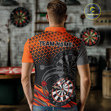 Load image into Gallery viewer, Modern Tangerine &amp; Black Geometric Dartboard - Custom Men's Darts Jersey With Name NYN0338