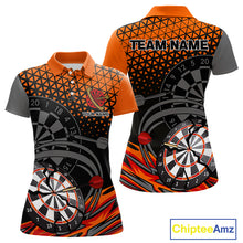 Load image into Gallery viewer, Modern Tangerine &amp; Black Geometric Dartboard - Custom Women's Darts Jersey With Name NYN0338