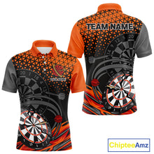 Load image into Gallery viewer, Modern Tangerine &amp; Black Geometric Dartboard - Custom Men's Darts Jersey With Name NYN0338
