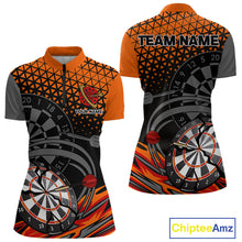 Load image into Gallery viewer, Modern Tangerine &amp; Black Geometric Dartboard - Custom Women's Darts Jersey With Name NYN0338