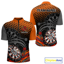 Load image into Gallery viewer, Modern Tangerine &amp; Black Geometric Dartboard - Custom Men's Darts Jersey With Name NYN0338