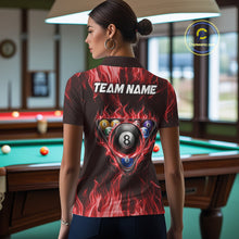 Load image into Gallery viewer, Custom Red Flaming Dragon 8 Ball Billiard Polo Shirts For Women, Dragon Billiard Pool Team Shirt NYN3291