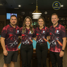 Load image into Gallery viewer, Custom Red Flaming Dragon 8 Ball Billiard Polo Shirts For Women, Dragon Billiard Pool Team Shirt NYN3291