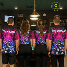 Load image into Gallery viewer, Funny Raccoon 8 Ball Pool Pink &amp; Blue Smokes Mens Polo Shirts Custom Billiard Apparel, Billiard Gifts NYN3295