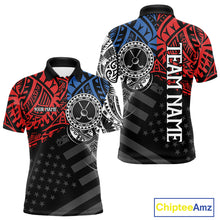 Load image into Gallery viewer, Men's American flag tribal golf polo shirt, red blue white golf apparel, patriotic golf shirt, tribal golf team uniform