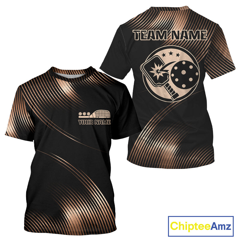 Custom Men Pickleball T-Shirt Personalized Pickleball Paddle For Gold Pickleball Lovers NYN1172