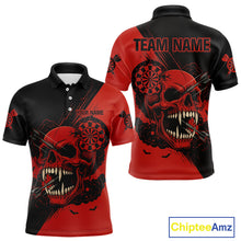 Load image into Gallery viewer, Custom Red Horror Skull Smokes Dartboard Men Polo Dart Shirt Grunge Dart Jerseys NYN2027