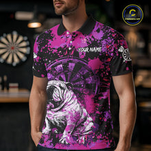Load image into Gallery viewer, Custom Purple Splash Funny Bulldog Men Darts Polo League Shirts Splatter Dart Team Jerseys NYN2254