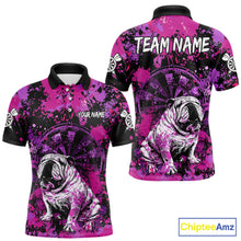 Load image into Gallery viewer, Custom Purple Splash Funny Bulldog Men Darts Polo League Shirts Splatter Dart Team Jerseys NYN2254