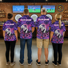 Load image into Gallery viewer, Pink &amp; Purple Splatter Funny Lazy Bulldog Custom Men Darts Polo Shirts Dart League Jerseys NYN2256