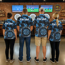 Load image into Gallery viewer, Blue Grunge Skull Cracked Glass Dartboard Custom Men Darts Polo Shirts Dart Team Jerseys NYN2258