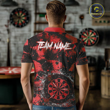 Load image into Gallery viewer, Red Grunge Skull Cracked Glass Dartboard Custom Men Darts Polo Shirts Dart Team Jerseys NYN2259
