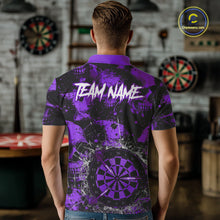 Load image into Gallery viewer, Purple Grunge Skull Cracked Glass Dartboard Custom Men Darts Polo Shirts Dart Team Jerseys NYN2260