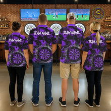 Load image into Gallery viewer, Purple Grunge Skull Cracked Glass Dartboard Custom Men Darts Polo Shirts Dart Team Jerseys NYN2260