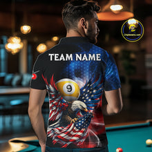 Load image into Gallery viewer, US Flag Eagle Pool 8 Ball &amp; 9 Ball Men's Billiard Shirt Custom Freedom Patriotic Billiard Attire NYN2548