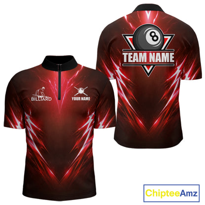 Black And Red 8 Ball Pool Billiard Shirts For Men Custom Lightning Pool Team Billiard Jersey NYN2925