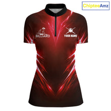 Load image into Gallery viewer, Black And Red 8 Ball Pool Billiard Shirts For Women Custom Lightning Pool Team Billiard Jersey NYN2925