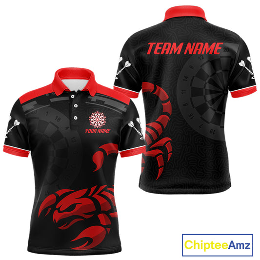 Black And Maroon Scorpion Darts Shirt For Men - Custom Team Name - Darts Jersey NYN0346