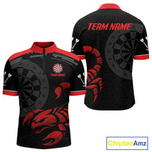 Load image into Gallery viewer, Black And Maroon Scorpion Darts Shirt For Men - Custom Team Name - Darts Jersey NYN0346