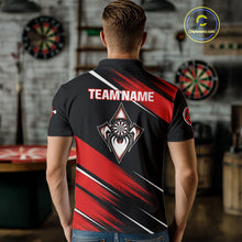 Load image into Gallery viewer, Black And Red Darts Spider Shirt - Custom Team &amp; Player Name - Men’s Darts Shirt NYN0350