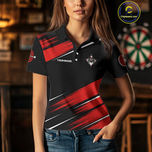 Load image into Gallery viewer, Black And Red Darts Spider Shirt - Custom Team &amp; Player Name - Women’s Darts Shirt NYN0350
