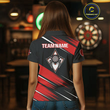 Load image into Gallery viewer, Black And Red Darts Spider Shirt - Custom Team &amp; Player Name - Women’s Darts Shirt NYN0350