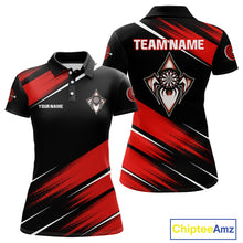 Load image into Gallery viewer, Black And Red Darts Spider Shirt - Custom Team &amp; Player Name - Women’s Darts Shirt NYN0350