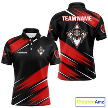 Load image into Gallery viewer, Black And Red Darts Spider Shirt - Custom Team &amp; Player Name - Men’s Darts Shirt NYN0350
