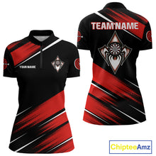 Load image into Gallery viewer, Black And Red Darts Spider Shirt - Custom Team &amp; Player Name - Women’s Darts Shirt NYN0350