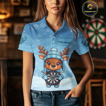 Load image into Gallery viewer, Reindeer Snowflakes Darts Shirt Custom Women Polo Dart Jerseys Funny Xmas Dart Jerseys NYN2043