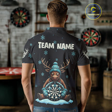 Load image into Gallery viewer, Custom Blue Snowflake Reindeer Ice Dartboard Men Polo Dart Jerseys Dart Gifts NYN2044